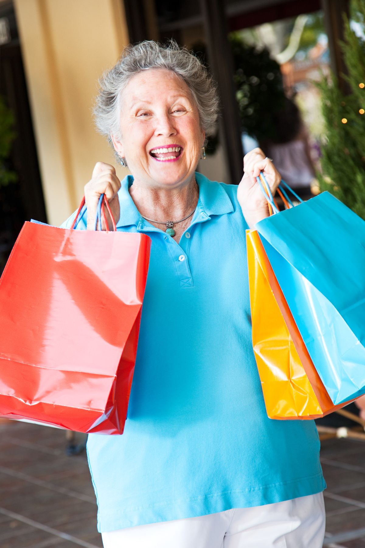 lady shopping bags portrait