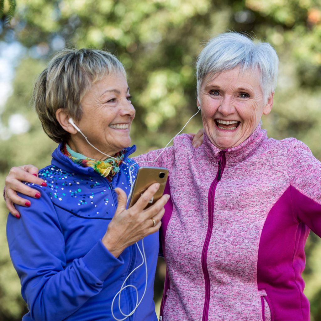 mullen residences at the highlands two senior women exercising
