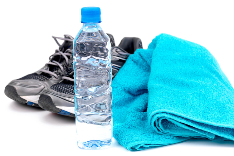 mullen residences running shoes water and towel